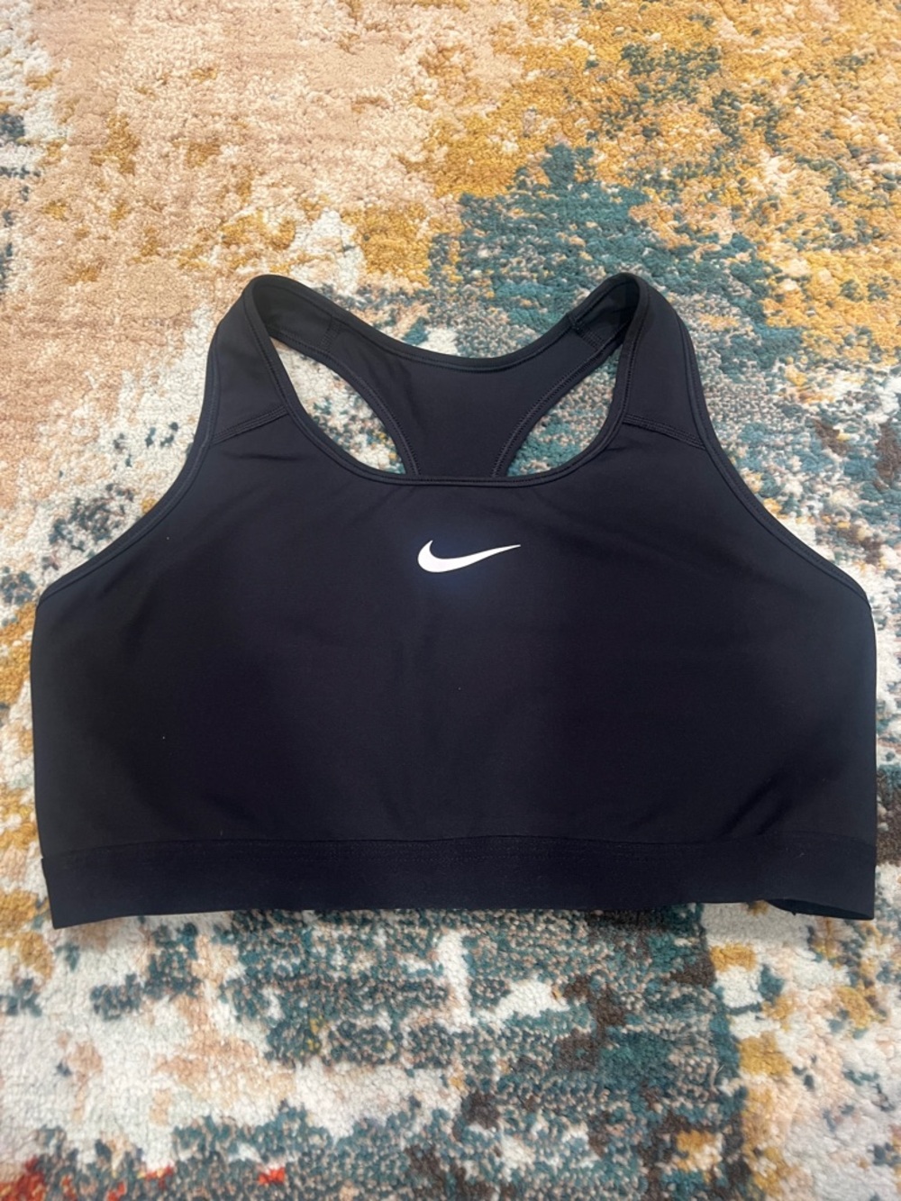 Nike Black Racerback Sports Bra with White Swoosh